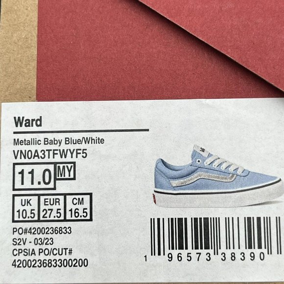 Vans Ward Little Girls Canva Skateboard Sneaker Size 11 Low Top Lace Up Shoes - Picture 13 of 16